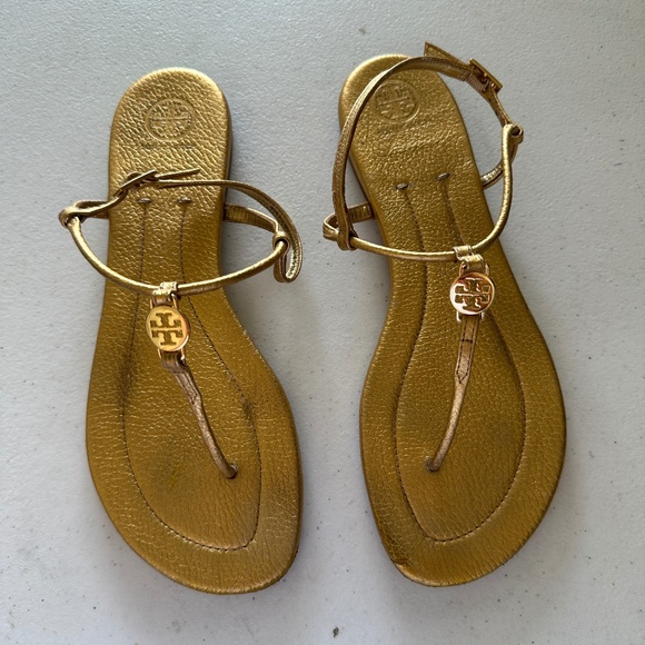 Tory Burch Emmy Metallic Thong Sandals Size 9 - Picture 1 of 7